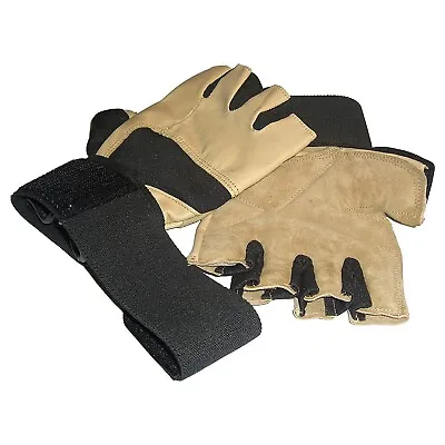 £10.99 • Buy Gold Gym Gloves - Medium LEATHER Weightlifting Weight Lifting Wrist Bodybuilding