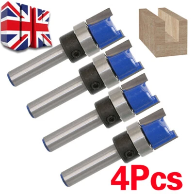 £8.59 • Buy 4x Router Bits Template Cutter 1/4  Shank Straight Woodwork Wood Flush Trim Kit