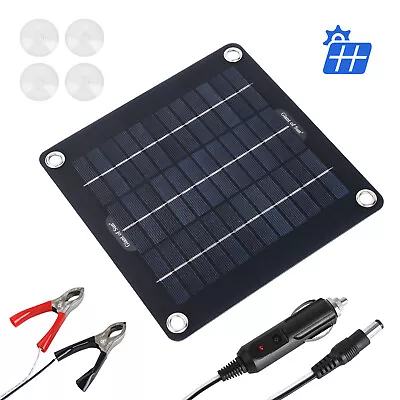 10W 12V Portable Mono Solar Panel Trickle Charger Kit Car Battery Maintainer RV • £14.19