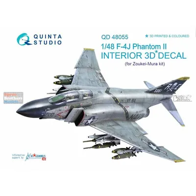 QTSQD48055 1:48 Quinta Studio Interior 3D Decal - F-4J Phantom II (ZKM Kit) • $29.74