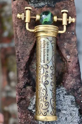 Vintage BRASS KALEIDOSCOPE & MASLACH MARBLE Glass Ball Unique Design W/ Antique • $35.99