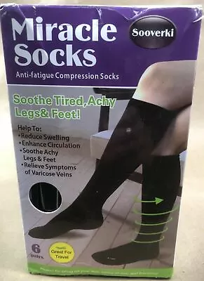 Miracle Anti-Fatigue Compression Socks Large XL Black High Graduated 6 PAIRS • $9.50