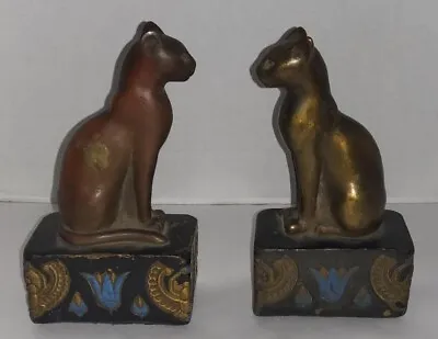 Vintage HTF 1920s Armor Bronze (NY) Egyptian Siamese Cat Bookends • $495