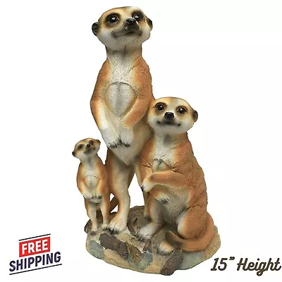 Cute Meerkat Statue Mongoose Family Sculpture African Animal Garden Yard Decor  • $107.89