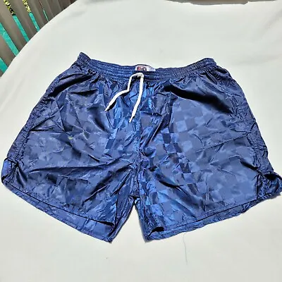 Vtg 90s Checkered Satin Shiny Nylon Soccer Athletic Running Shorts Glanz XL/XXL • $24.99