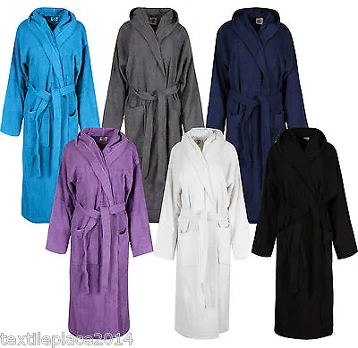 £14.95 • Buy Unisex 100% Cotton Hooded Bath Robe NightWear Terry Toweling Dressing Gown 