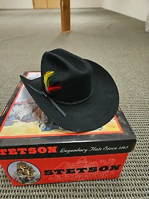 Vintage STETSON Cowboy Hat BEAVER 4X  7-3/8 (59) - Black • $180