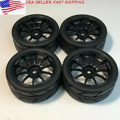 $16.99 • Buy 4PCS 1/10 On Road RC Touring Car Black Wheels 1.9in 12mm Hex 