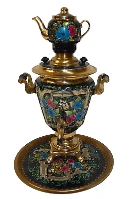 Vintage Russian Samovar Electric Brass Teapot Kettle Set • $399.99