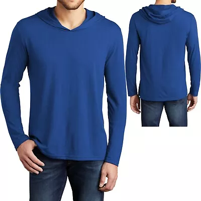 Mens Lightweight Hoodie T-Shirt Long Sleeve Hoody Soft Blended Hooded Tee S- 4XL • $17.49