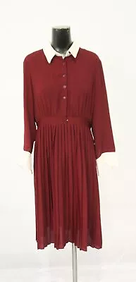 Zara Basics Women's Long Sleeve Half Button Shirt Dress JW7 Burgundy Size XL  • $14.99