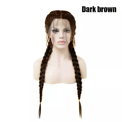 £17.99 • Buy Synthetic Braids Front Wig Hair Long Black/Brown Double Braided Wigs Women Girls