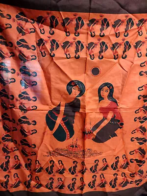 Thai Silk Scarf  Vibrant Red & Black Hand Rolled Great Condition • $20