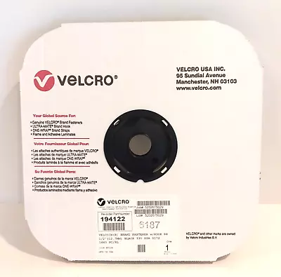 VELCRO® Brand 194122 BLACK 1/2  Diameter Dot Disc HOOK Fastener 1440/roll VEL121 • $24.99