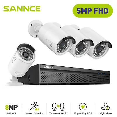 ANNKE 5MP POE Two-Way Audio CCTV Security System IP Camera 8CH 8MP Video NVR Kit • £199.99