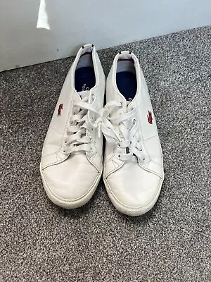 Lacoste Fab Women Girls Flat Shoes Leather Trainers White Lace Ups 3 UK 36 EU • £7.55