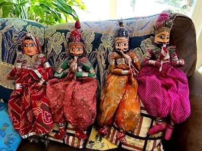 Lot Of 4 Rajasthani Marionette String Puppets Vintage Handmade From India • $40