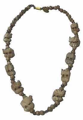 Miriam Haskell Curved Animal Bead Necklace Signed  • $0.99