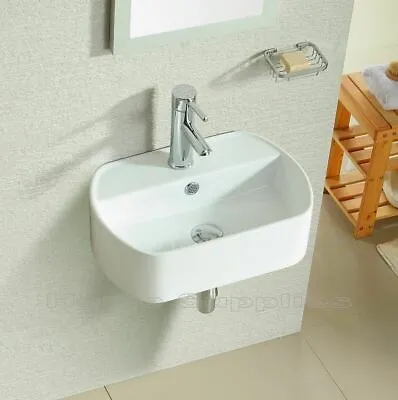 Bathroom Cloakroom Wall Hung / Wall Mounted / Ceramic Basin Sink 460x330x135 • £39.99