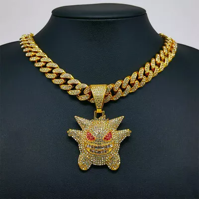 Cuban Link Chain Necklace With Ghost Pendant For Hip Hop Mens And Women • $15.99