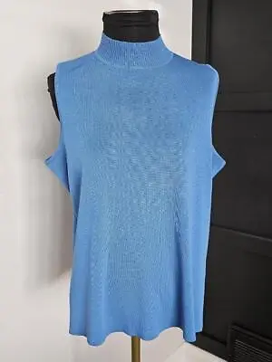 EUC *MISOOK* Women's Blue Mock Neck Sleveless Knit Top XL • $39.99