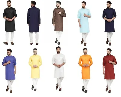 New Cotton Kurta Pajama Set For Men Yoga Indian Pakistani Clothing • £28.18