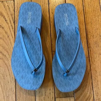 MICHAEL Michael Kors Lilo Platform Flip Flop Blue PVC Women's Sandal Size 7M • $25