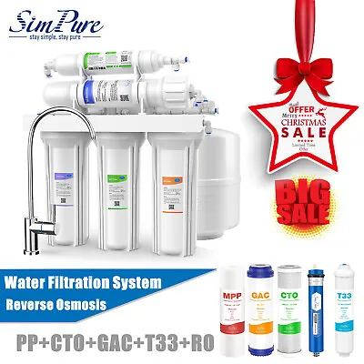 5 Stage Undersink Reverse Osmosis Water Filtration System 75 GPD Membrane Filter • $109.47
