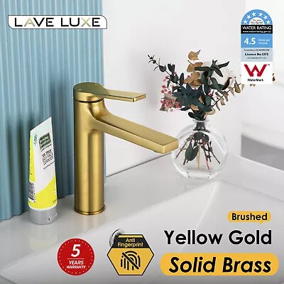 Lave Luxe Brushed Gold Spout Brass Basin Mixer Tap Bathroom Vanity Sink Faucet • $69.66