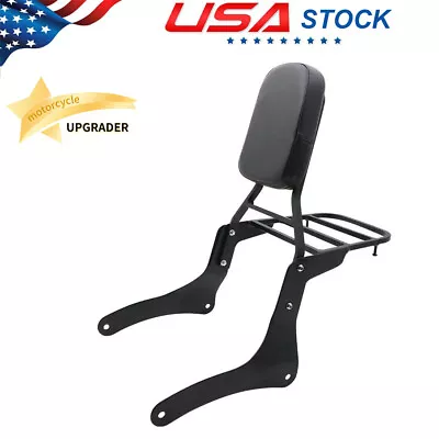 Backrest Sissy Bar + Luggage Rack Pad Cushion For Kawasaki Vulcan 900 VN900 All • $79.50