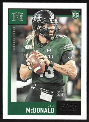 2020 Panini Score Football Cole McDonald RC #355 Hawaii Rainbow Warriors • $1.55