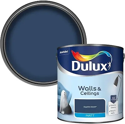 Dulux 5293076 Walls & Ceilings Matt Emulsion Paint Sapphire Salute 2.5 Litres • £23.25