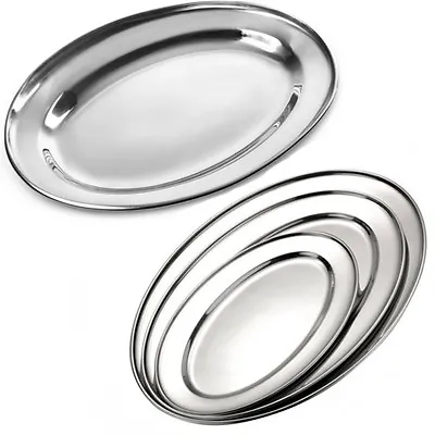 £4.95 • Buy Stainless Steel Oval Rice Tray Plate Serving Dish Platter Meat Buffet Kitchen