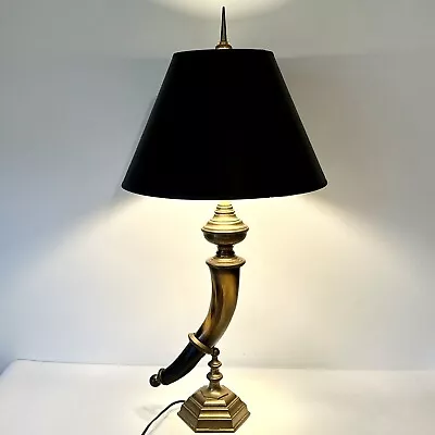 Vintage 1970's Chapman Brass Faux Horn & Brass Table Lamp Wired USA Tested • $275