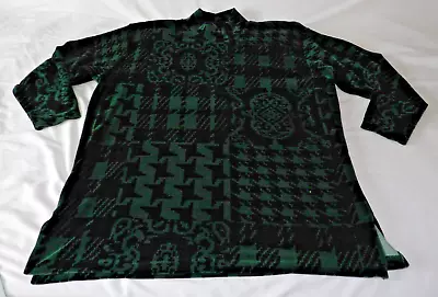 Jason Maxwell Woman  2XL Vintage Green Black Plaid Velour Blouse Shirt Top Y2K • $16