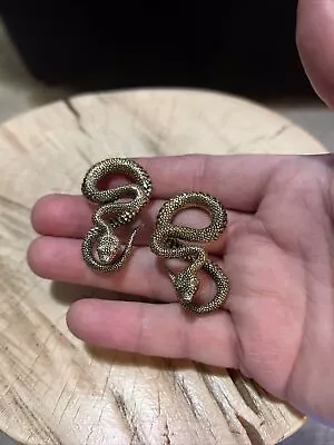 PAIR 2g VIPER BRASS EAR WEIGHTS PLUGS EARRINGS GAUGES TALONS SNAKE • $44.99