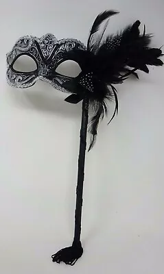 £18.95 • Buy Black & Silver With Flower & Stick Venetian Carnival Masquerade Party Ball Mask