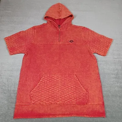 Enyce Hoodie Mens Medium Short Sleeve Orange Y2K Sweater Quilt Pattern Sleeve • $12.50