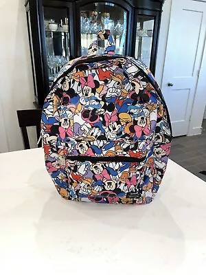 Disney Loungefly Full Size Backpack Mickey Mouse Minnie Mouse Donald Duck NICE • $48.95