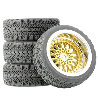 £12.79 • Buy 4Pcs RC Rubber Tires And Wheel Rims 12mm Hex For RC 1:10 HSP HPI RC On Road Car