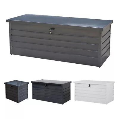 Galvanised Steel Outdoor Garden Storage Chest Utility Cushion Box Shed Lockable • £98.99