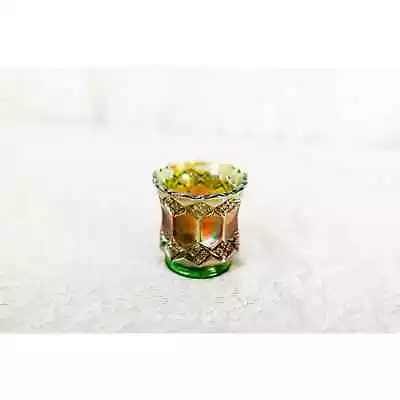 Vintage Carnival Glass Toothpick Holder Helios Green Imperial Glass Cottage • $19