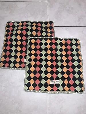 Mackenzie Childs Decorative Multicolored Pillow Cases 16” Lot Of 2 • $29.99