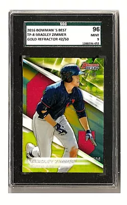 Bradley Zimmer 2016 Bowman's Best TP-8 Gold Refractor Serial #d 42/50 SGC Mint 9 • $39.94