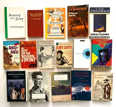 16 US Literature Lot Fitzgerald Hemingway Mark Twain Salinger Orwell Steinbeck • $9.95