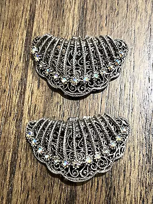 Vintage MUSI Shoe Clips Filigree & Rhinestone • $22.45