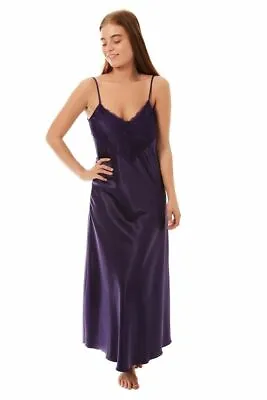 Ladies Long  Lace Detail Satin Nightdress - Dressing Gown Or Full Set. (UK MADE) • £19.99