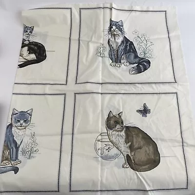 Vintage Cat Kitten Fishbowl Fabric Panel Pillows? Cranston Print Works 24 X44  • $12.42