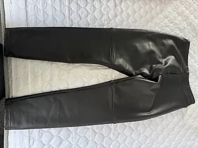Jack Wills Stretchy Black Faux Leather Leggings Size 14 • £10