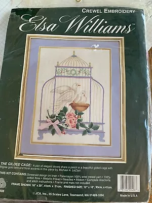 Crewel Embroidery Elsa Williams Stitchery Kit The Gilded Cage • $15